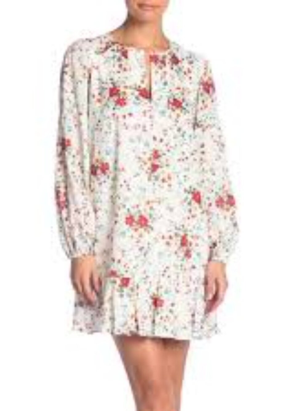 EUC Parker Nola Floral Mini Dress Long Sleeve Ruffle Hem Lined Boho Chic Size M